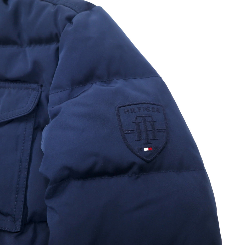 TOMMY HILFIGER ダウンジャケット M ネイビー ポリエステル フード着脱式