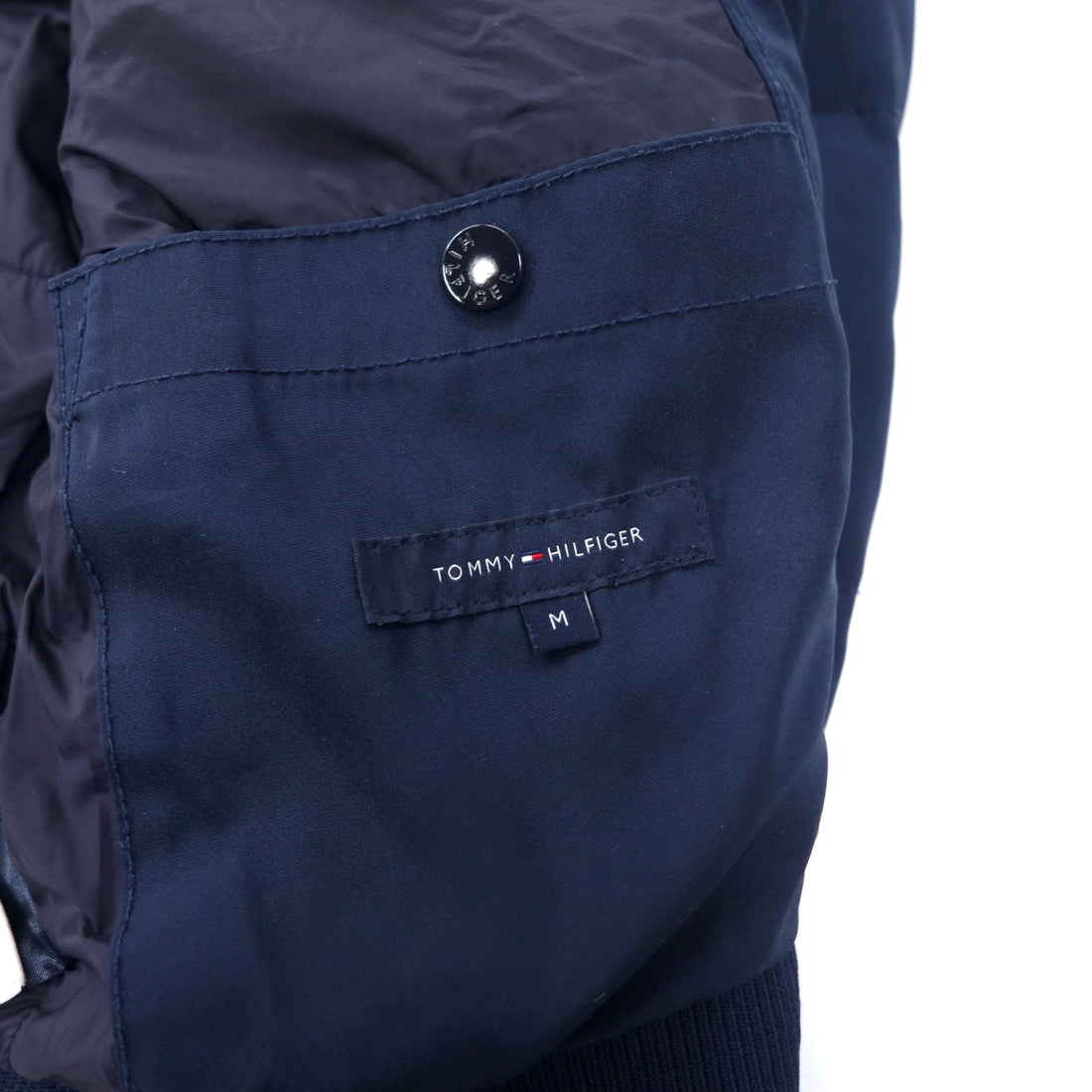 TOMMY HILFIGER ダウンジャケット M ネイビー ポリエステル フード着脱式