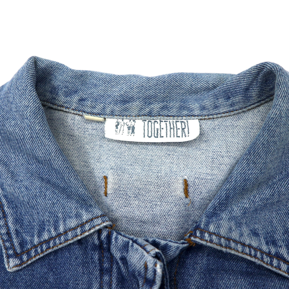 90s TOGETHER! Denim Field Jacket Gimmick Jacket FREE Blue Cotton Drawcord