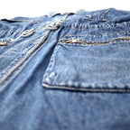 90s TOGETHER! Denim Field Jacket Gimmick Jacket FREE Blue Cotton Drawcord