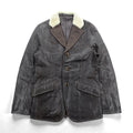 Genten Boa Lamb Leather 3B Tailored Jacket, Size M, Brown Sheepskin Tweed with Wool Trim