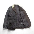Genten Boa Lamb Leather 3B Tailored Jacket, Size M, Brown Sheepskin Tweed with Wool Trim