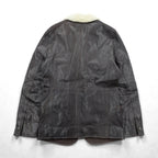 Genten Boa Lamb Leather 3B Tailored Jacket, Size M, Brown Sheepskin Tweed with Wool Trim