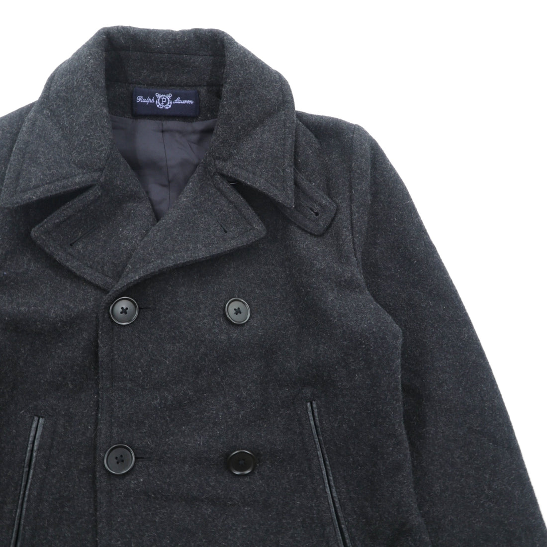 POLO SPORT RALPH LAUREN 90年代 ダブルブレスト ピーコート M グレー メルトン チンストラップ 日本製