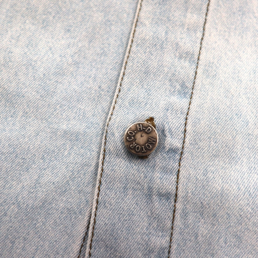HARLEY DAVIDSON アイスウォッシュ デニムシャツ L ライトブルー コットン バックロゴ刺繍