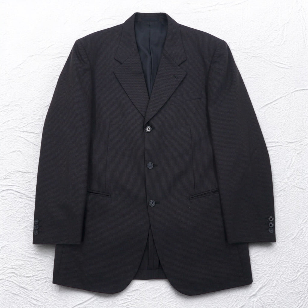 STUDIO by D'URBAN 80年代 3B スーツ セットアップ XL グレー ストライプ ウール 日本製