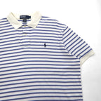 Polo by Ralph Lauren 90s Striped Polo Shirt L White Blue Cotton Small Pony Embroidery
