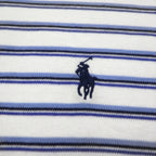Polo by Ralph Lauren 90s Striped Polo Shirt L White Blue Cotton Small Pony Embroidery