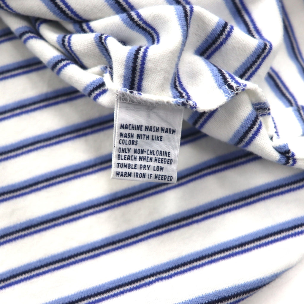 Polo by Ralph Lauren 90s Striped Polo Shirt L White Blue Cotton Small Pony Embroidery