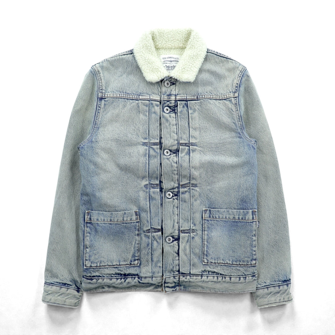 LEVI'S MADE & CRAFTED Big E Type 2 Sherpa Trucker Jacket, Size Small, Indigo, Boa Lining, 34470-0004, Pleated, Navy Tab, in Turkey