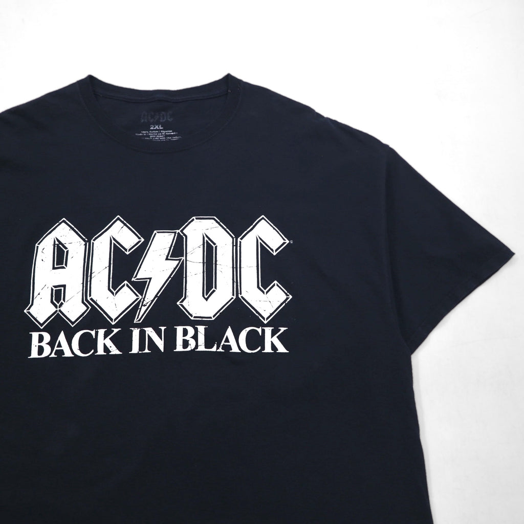 AC/DC Official Rock Band T-Shirt 2XL Black Cotton BACK IN BLACK