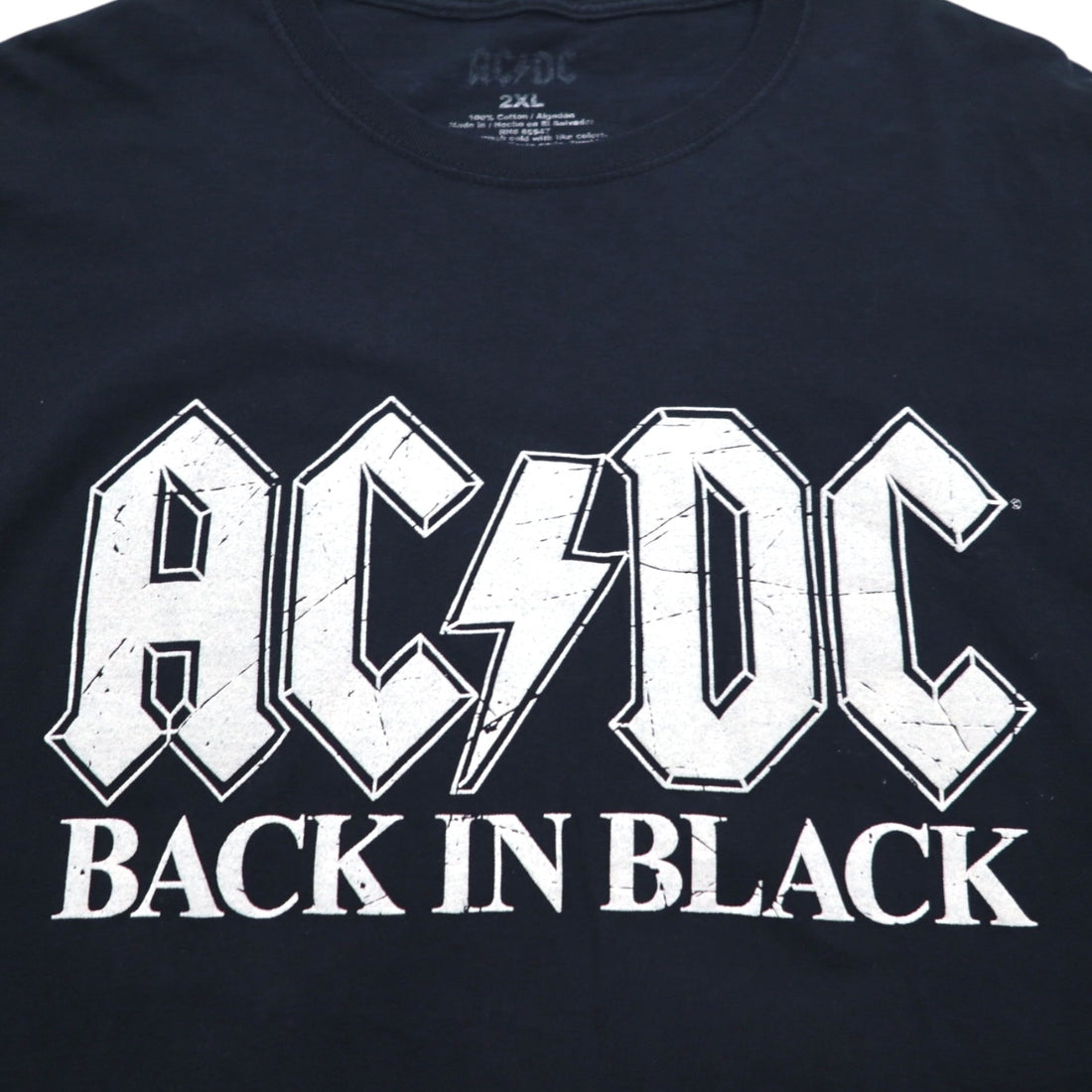 AC/DC Official Rock Band T-Shirt 2XL Black Cotton BACK IN BLACK
