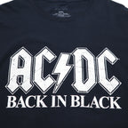 AC/DC Official Rock Band T-Shirt 2XL Black Cotton BACK IN BLACK