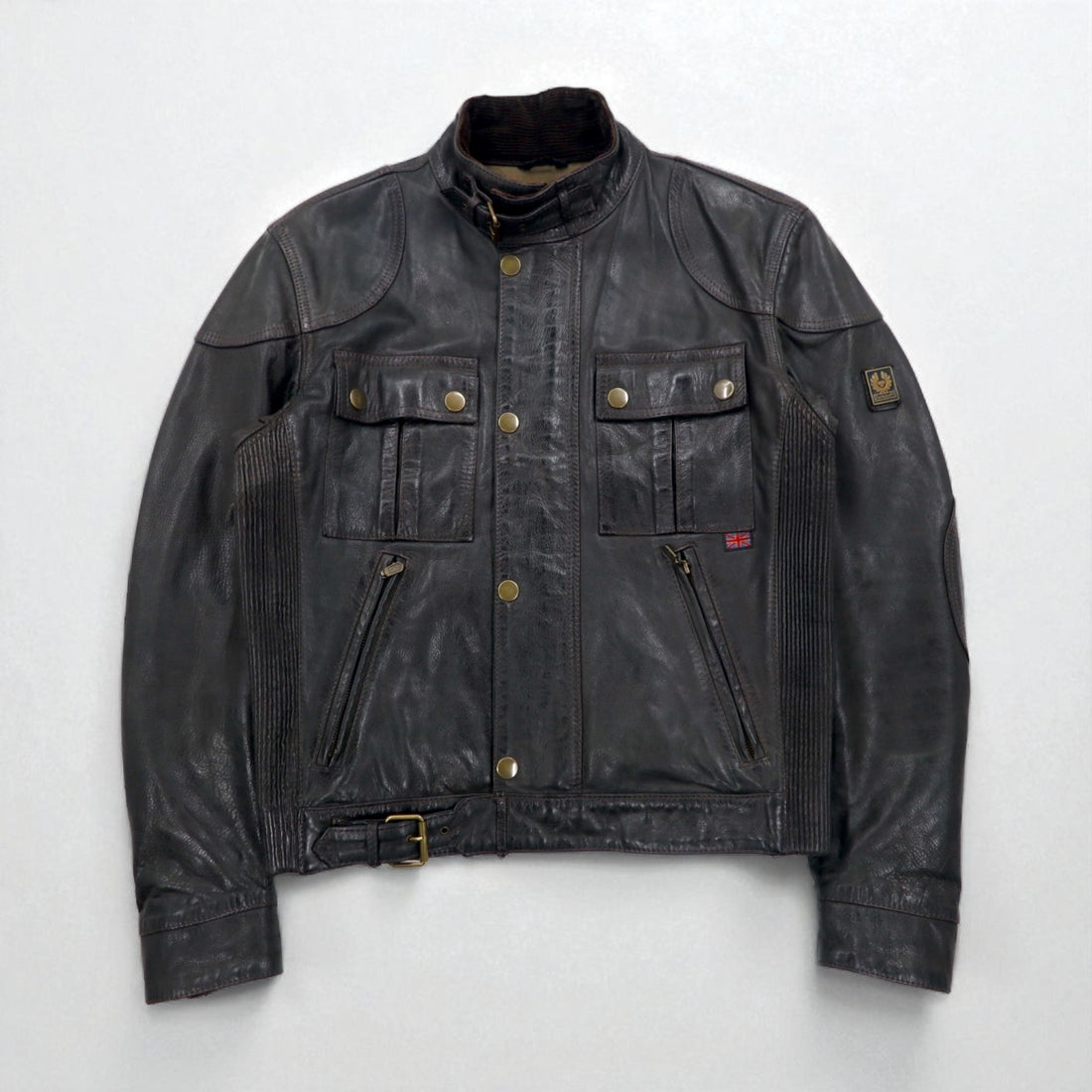Belstaff Italian Gangster Hand Waxed Leather Motorcycle Jacket Riders M Brown