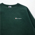 Champion 90s Made in USA Embroidered Tag Crew Neck Sweatshirt XL Green One Point Logo Embroidery