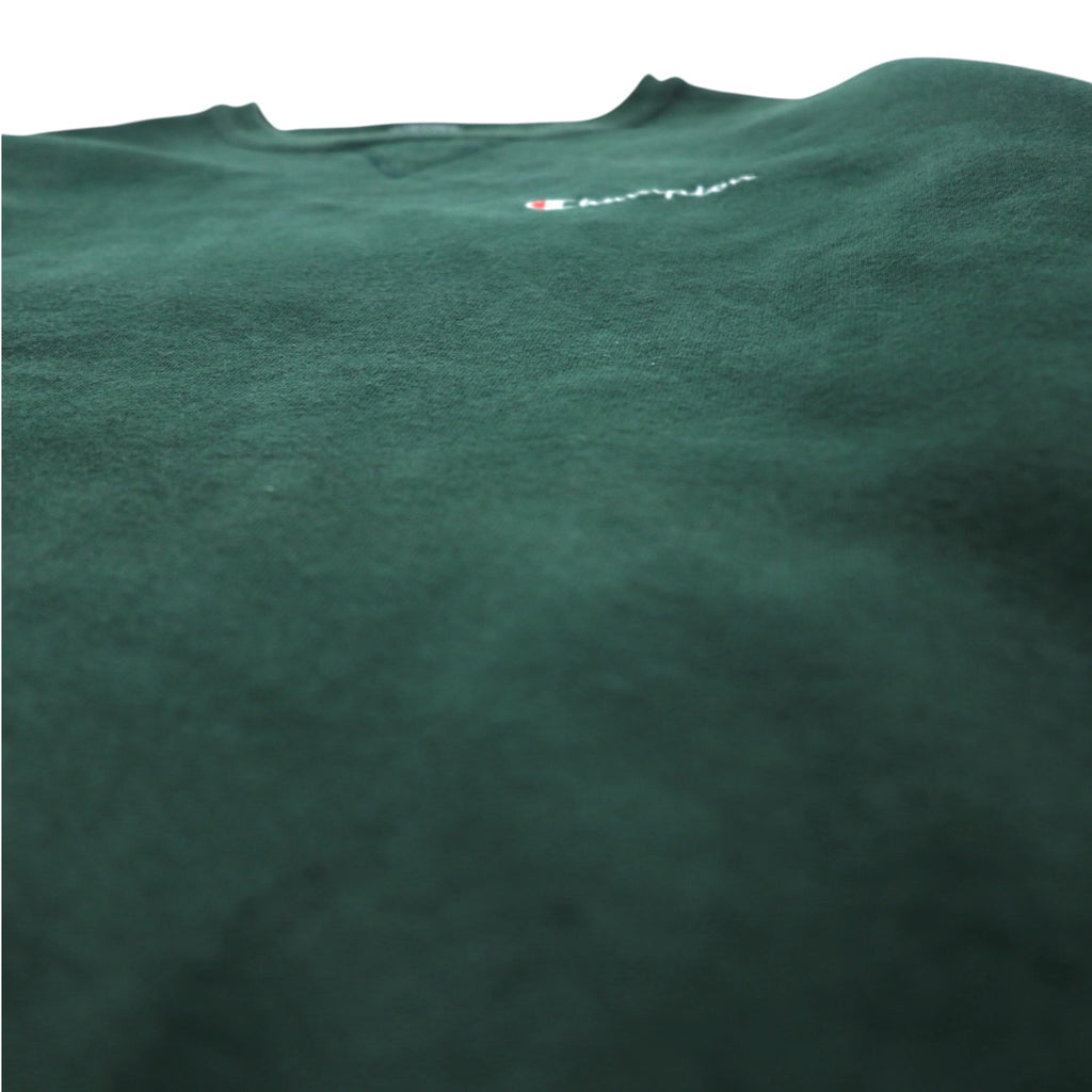 Champion 90s Made in USA Embroidered Tag Crew Neck Sweatshirt XL Green One Point Logo Embroidery