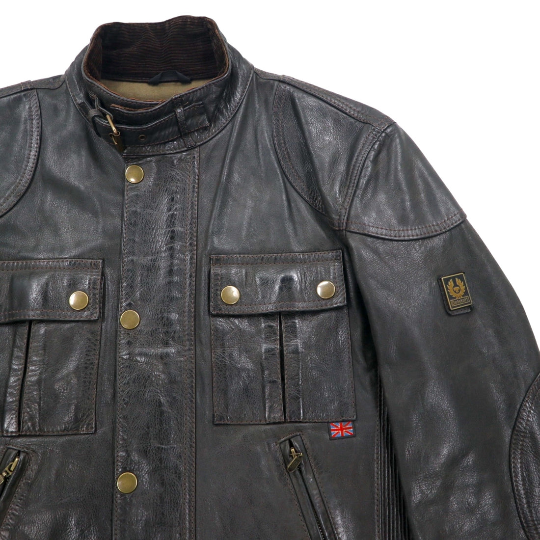 Belstaff Italian Gangster Hand Waxed Leather Motorcycle Jacket Riders M Brown