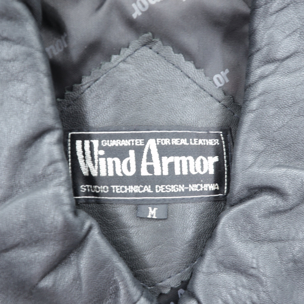 Wind Armor 90s Lamb Leather Car Coat Half Jacket, Size M, Black Genuine