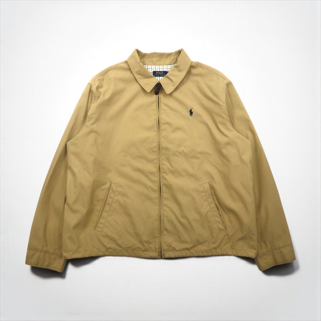 Polo Ralph Lauren Harrington Swing Jacket in Beige Peach Skin with Small Pony Embroidery and Chin Strap, Size 2XL