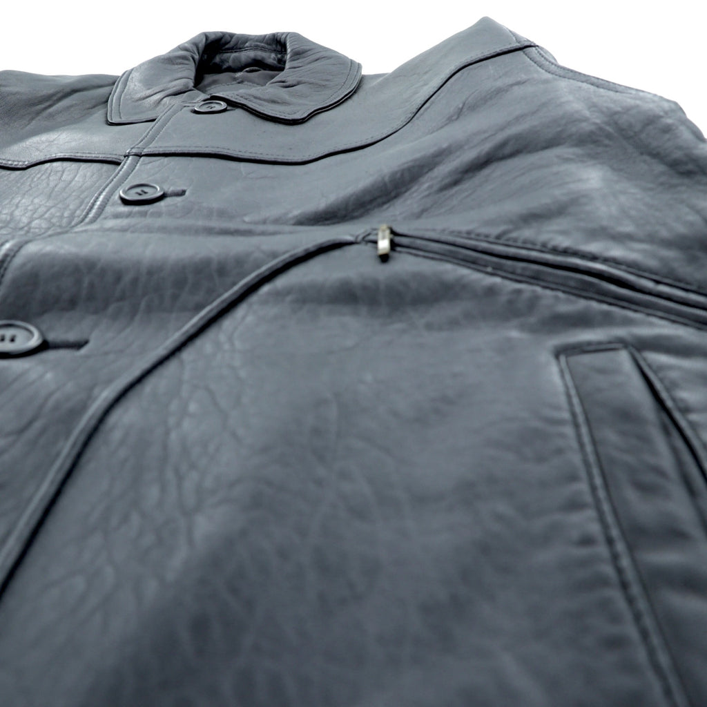 Wind Armor 90s Lamb Leather Car Coat Half Jacket, Size M, Black Genuine