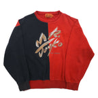 Mr. JUNKO 90s Sweatshirt L Red Black Bicolor Cotton Logo Embroidery Made in Japan