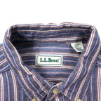 LLBean 90s Button Down Shirt, Large, Blue, Striped, Cotton, Made in Costa Rica