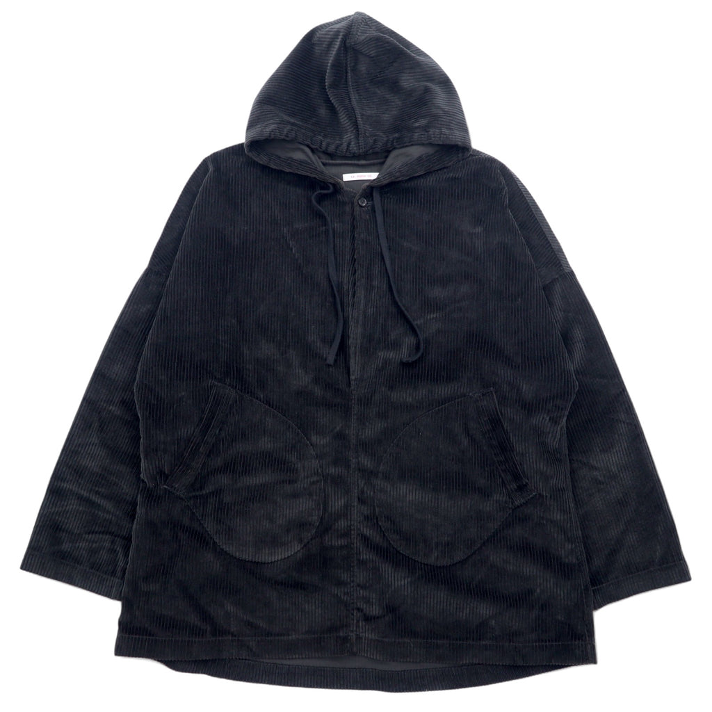 日本然リトテ-古着オンライン-s.k. manor hill USA製 コーデュロイ アノラックパーカー L ブラック コットン-s.k. manor hill USA Made Corduroy Anorak Hoodie L Black Cotton