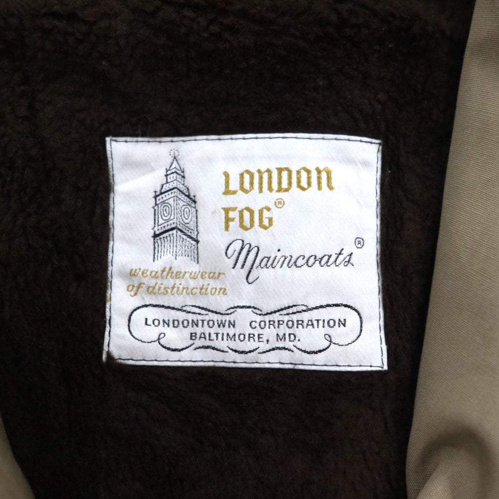 LONDON FOG Stand collar trench coat, XL, beige, concealed placket, epaulet, detachable fur liner, belt included