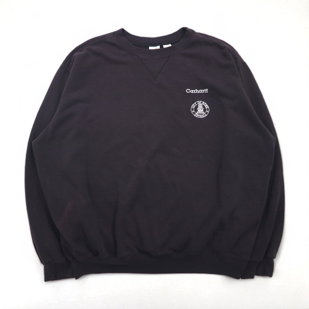 carhartt ビッグサイズ 前V クルーネック スウェット トレーナー XL ブラック コットン