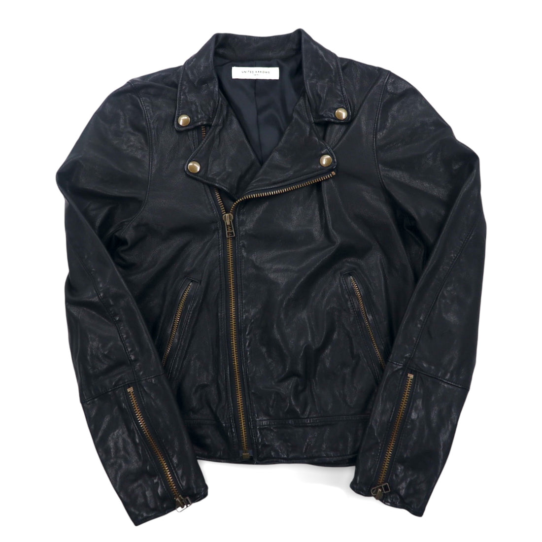 UNITED ARROWS ゴートスキン ダブル ライダースジャケット レザージャケット S ブラック 山羊革 1525-136-2584