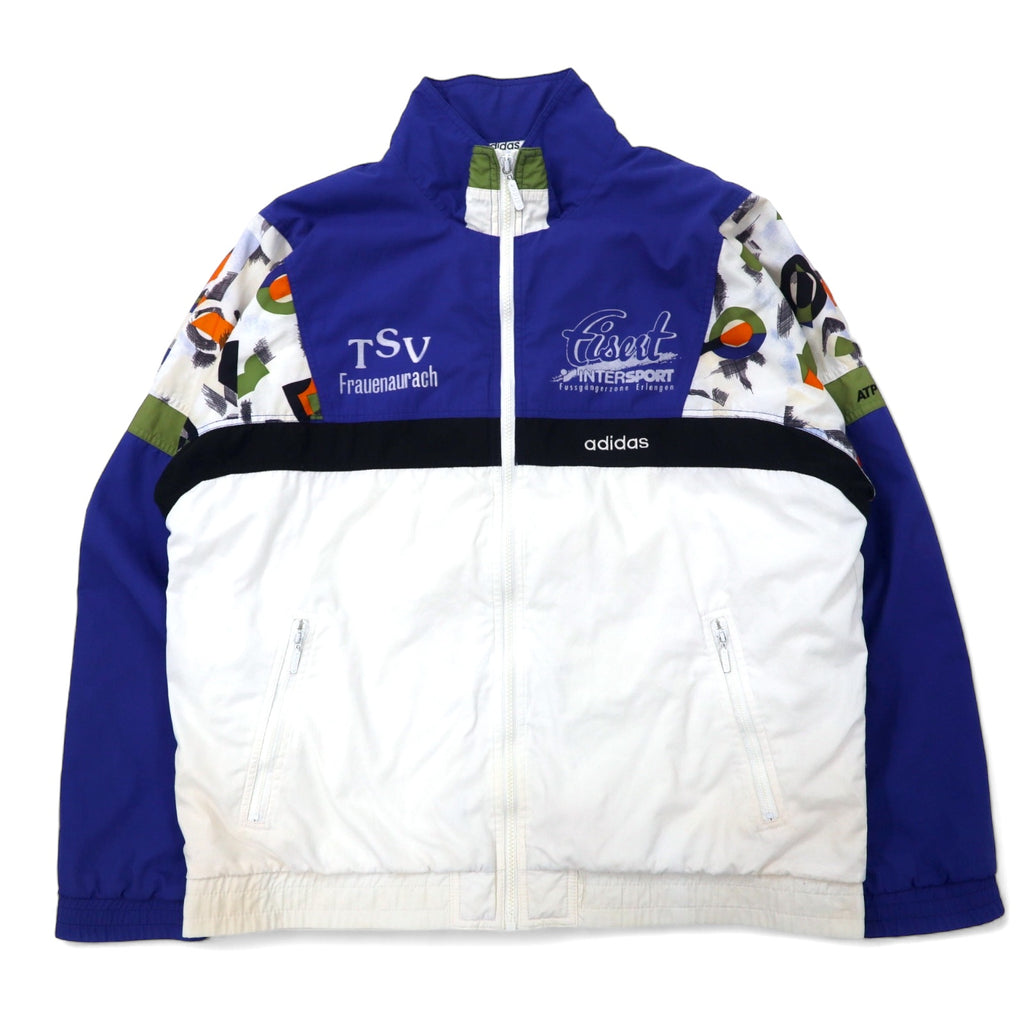 日本然リトテ-古着オンライン-adidas 90年代 ナイロンジャケット トラックジャケット ジャージ XL ブルー ホワイト ポリエステル 銀タグ ATP TOUR-adidas 90's Windbreaker Track Jacket Jersey XL Blue White Polyester Silver Tag ATP TOUR