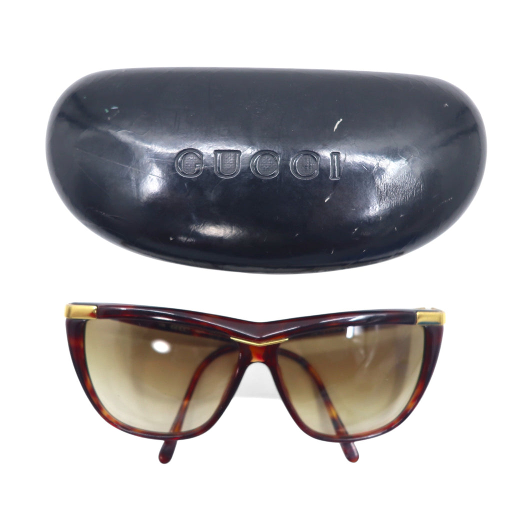 GUCCI Sunglasses Fox Brown Tortoiseshell Plastic Old GG Logo