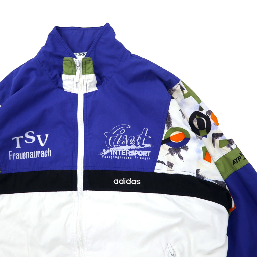 adidas 90s Nylon Jacket Track Jacket Jersey XL Blue White Polyester Silver Tag ATP TOUR