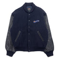 日本然リトテ-古着オンライン-VAN -JAC- 80年代 袖レザー スタジャン L ネイビー ウール 牛革 日本製-VAN -JAC- 80's Sleeve Leather Varsity Jacket L Navy Wool Cowhide Japan Made
