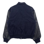 VAN -JAC- 80s Leather Sleeve Stadium Jacket L Navy Wool Cowhide Made in Japan