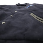 VAN -JAC- 80s Leather Sleeve Stadium Jacket L Navy Wool Cowhide Made in Japan