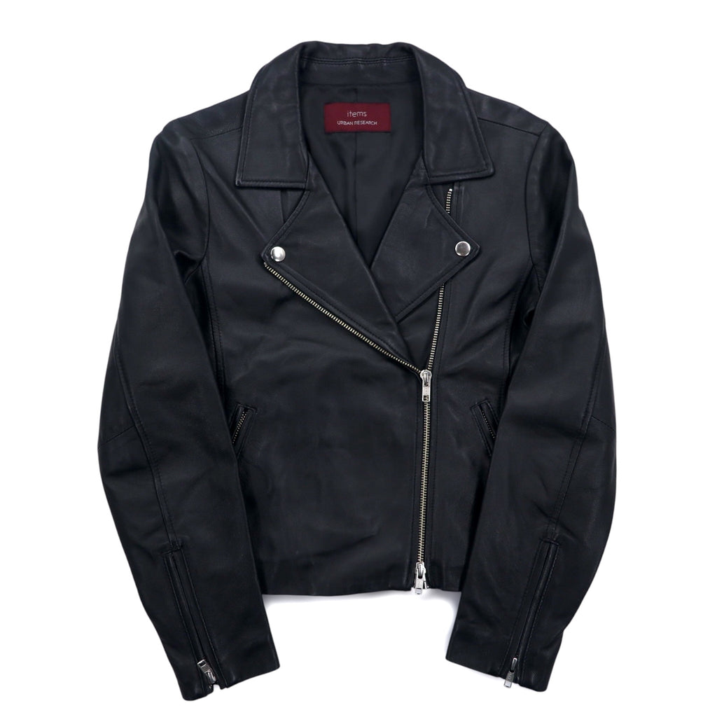 items URBAN RESEARCH ラムレザー ダブル ライダースジャケット S ブラック 羊革 ダブルジップ WH73-27M001