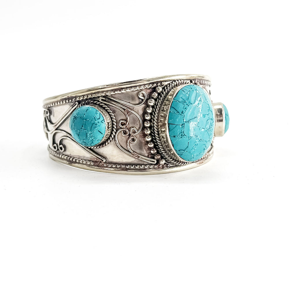 Vintage Navajo Turquoise Silver Cuff Bracelet バングル シルバー ターコイズブルー ナバホ族 インディアンジュエリー ツイストワイヤー ワイド カフ