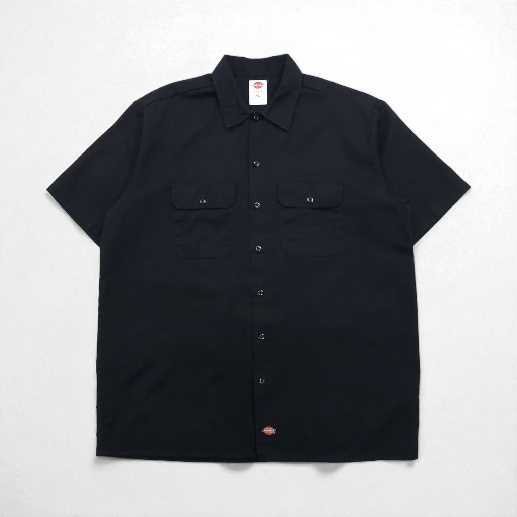 Dickies Short Sleeve Work Shirt, XL, Black, Polyester, Cotton, Double Pocket, Made in Mexico