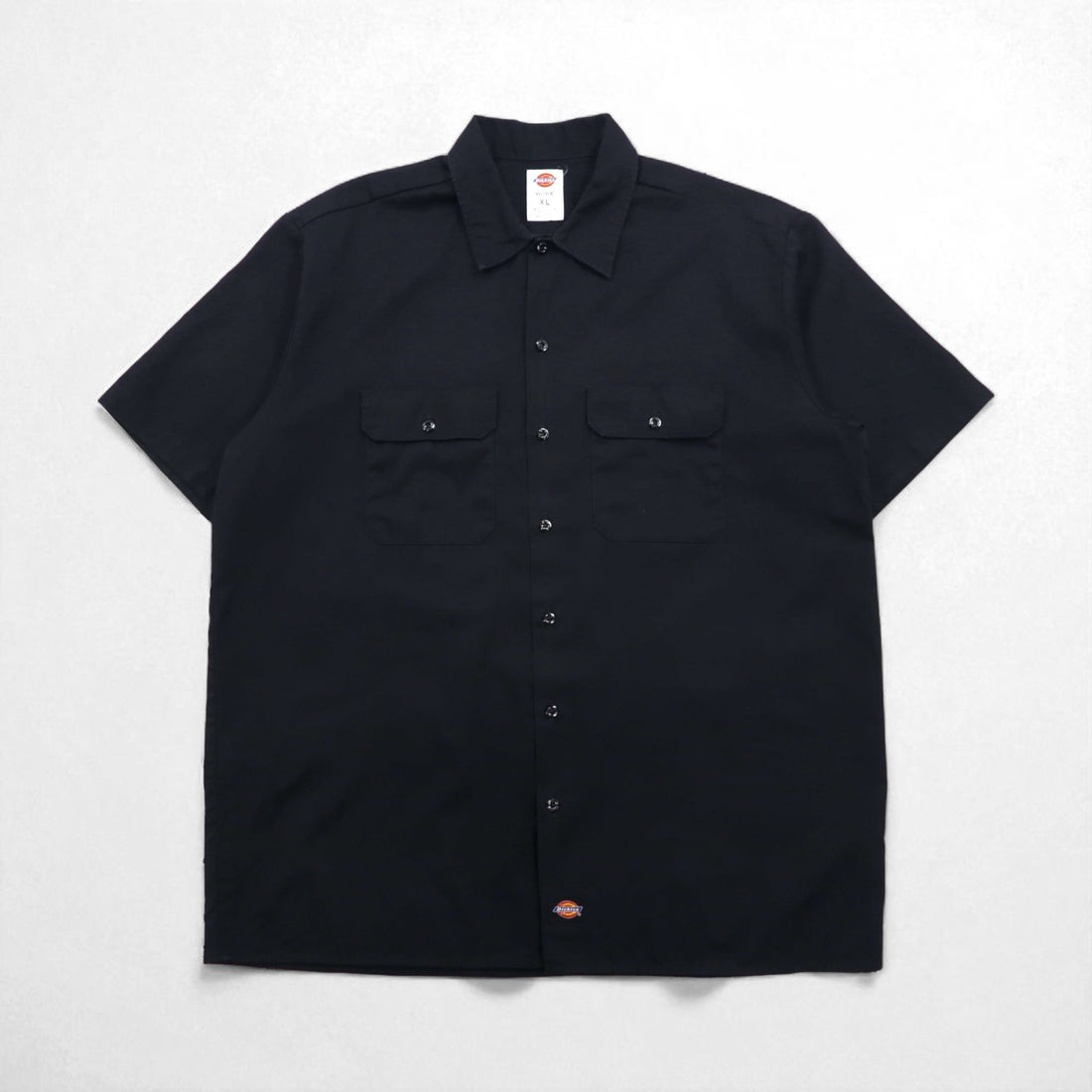 Dickies Short Sleeve Work Shirt, XL, Black, Polyester, Cotton, Double Pocket, Made in Mexico