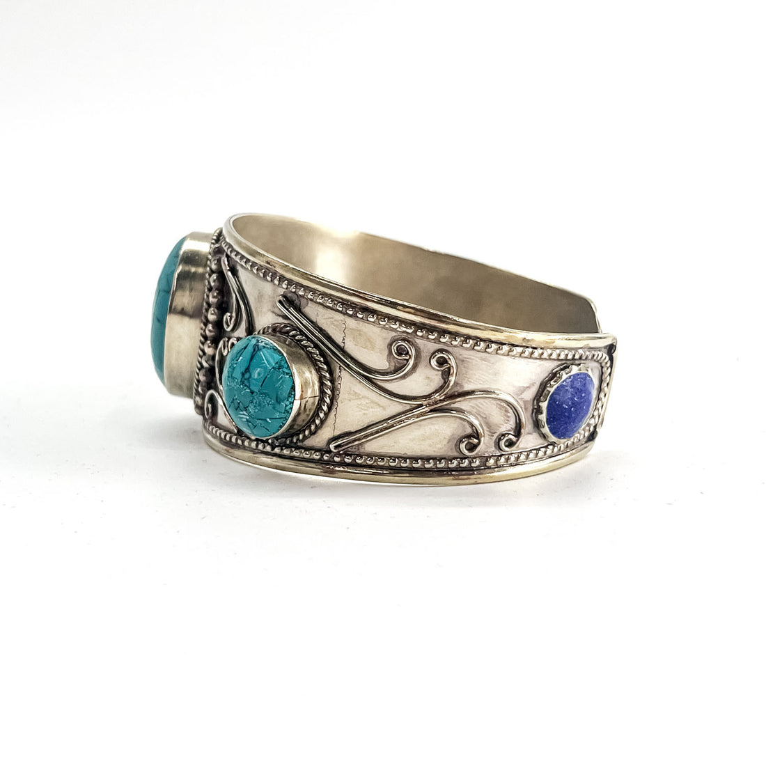 Vintage Navajo Turquoise Silver Cuff Bracelet バングル シルバー ターコイズブルー ナバホ族 インディアンジュエリー ツイストワイヤー ワイド カフ