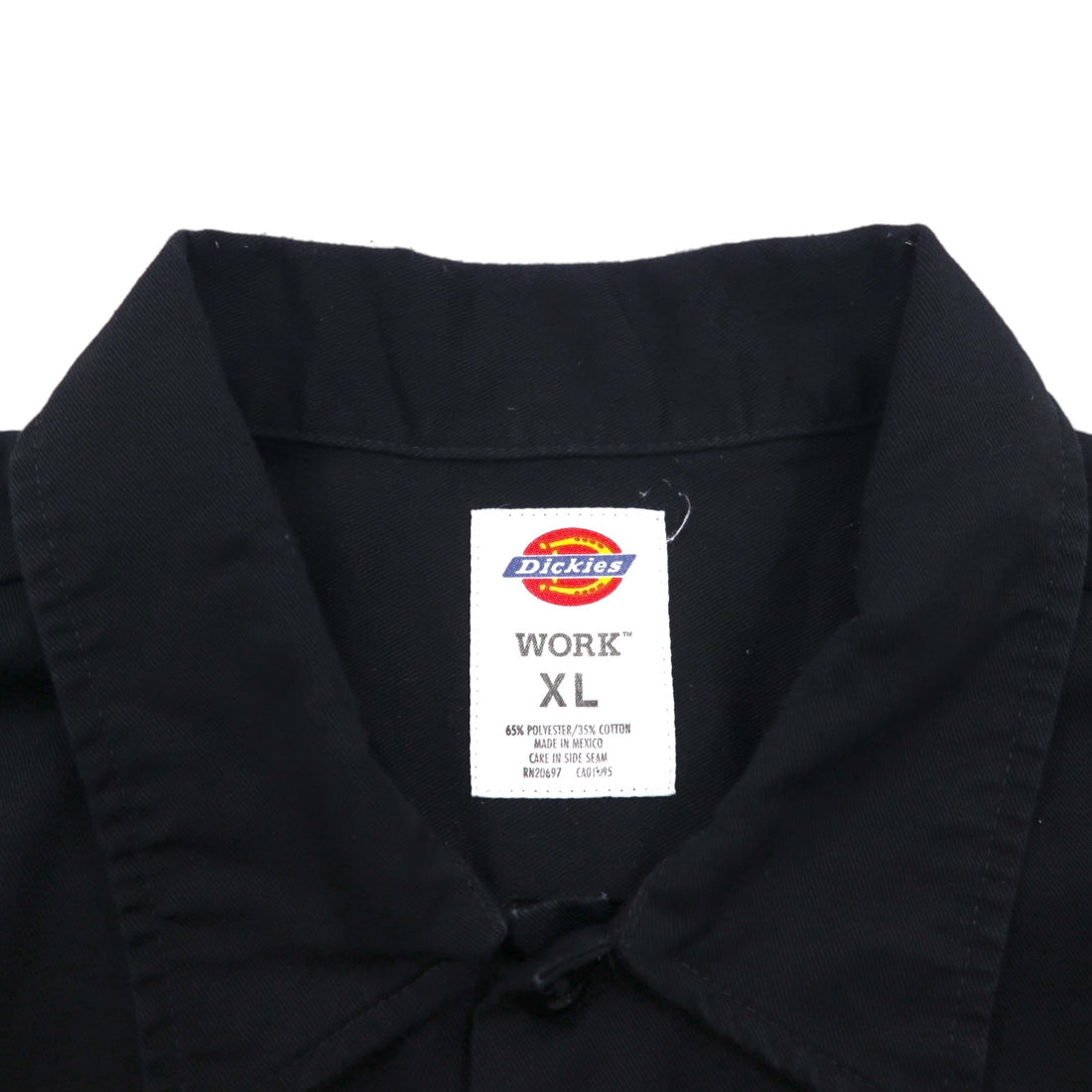 Dickies Short Sleeve Work Shirt, XL, Black, Polyester, Cotton, Double Pocket, Made in Mexico