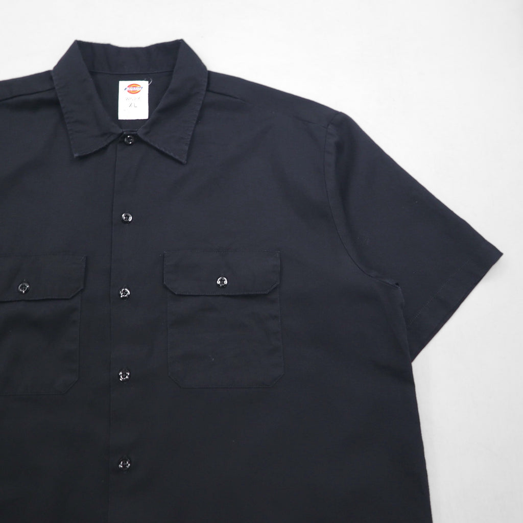 Dickies Short Sleeve Work Shirt, XL, Black, Polyester, Cotton, Double Pocket, Made in Mexico