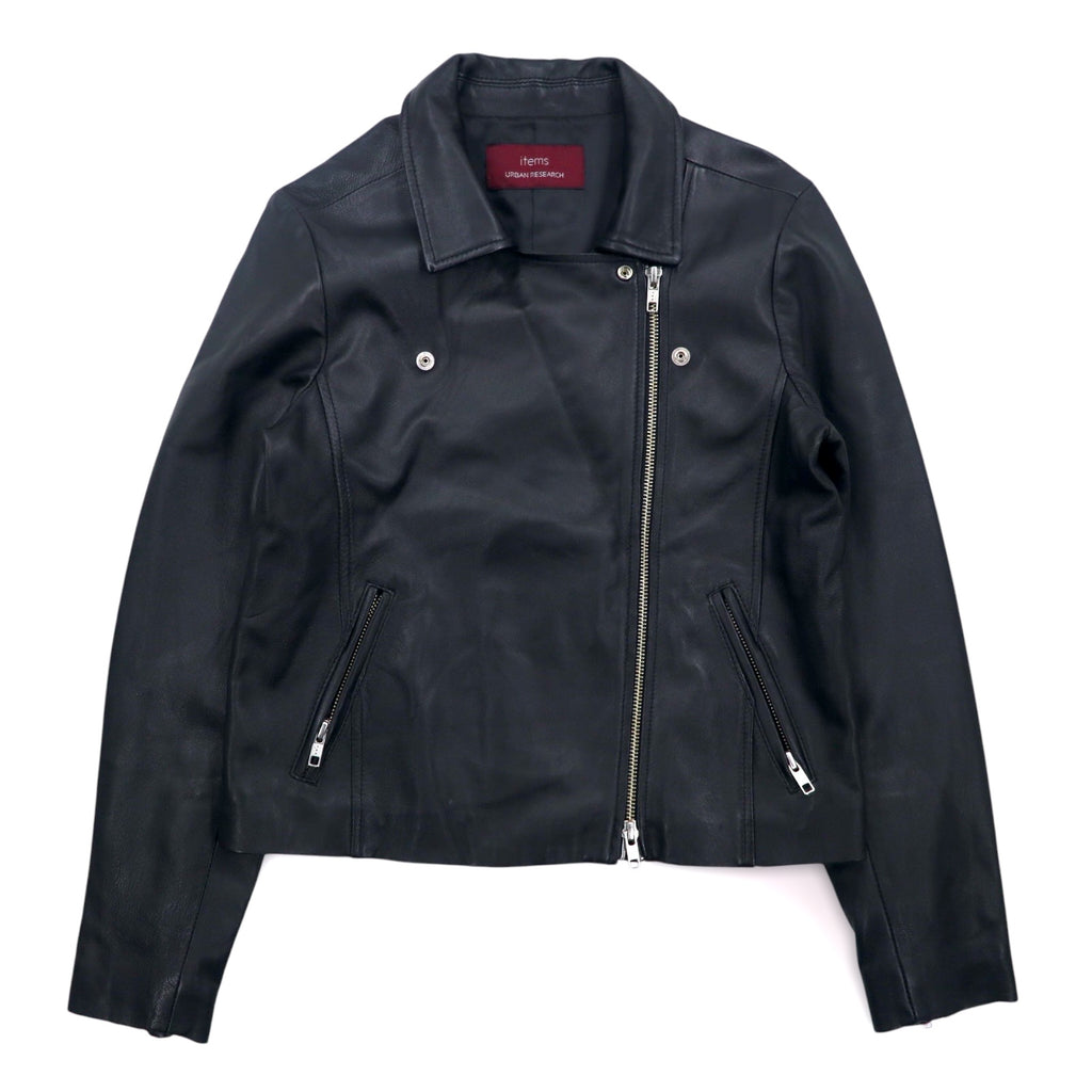 items URBAN RESEARCH ラムレザー ダブル ライダースジャケット S ブラック 羊革 ダブルジップ WH73-27M001