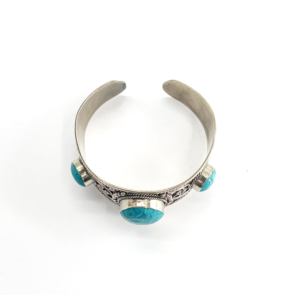 Vintage Navajo Turquoise Silver Cuff Bracelet バングル シルバー ターコイズブルー ナバホ族 インディアンジュエリー ツイストワイヤー ワイド カフ