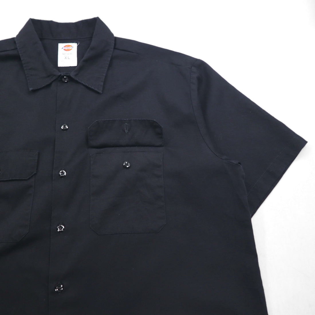 Dickies Short Sleeve Work Shirt, XL, Black, Polyester, Cotton, Double Pocket, Made in Mexico
