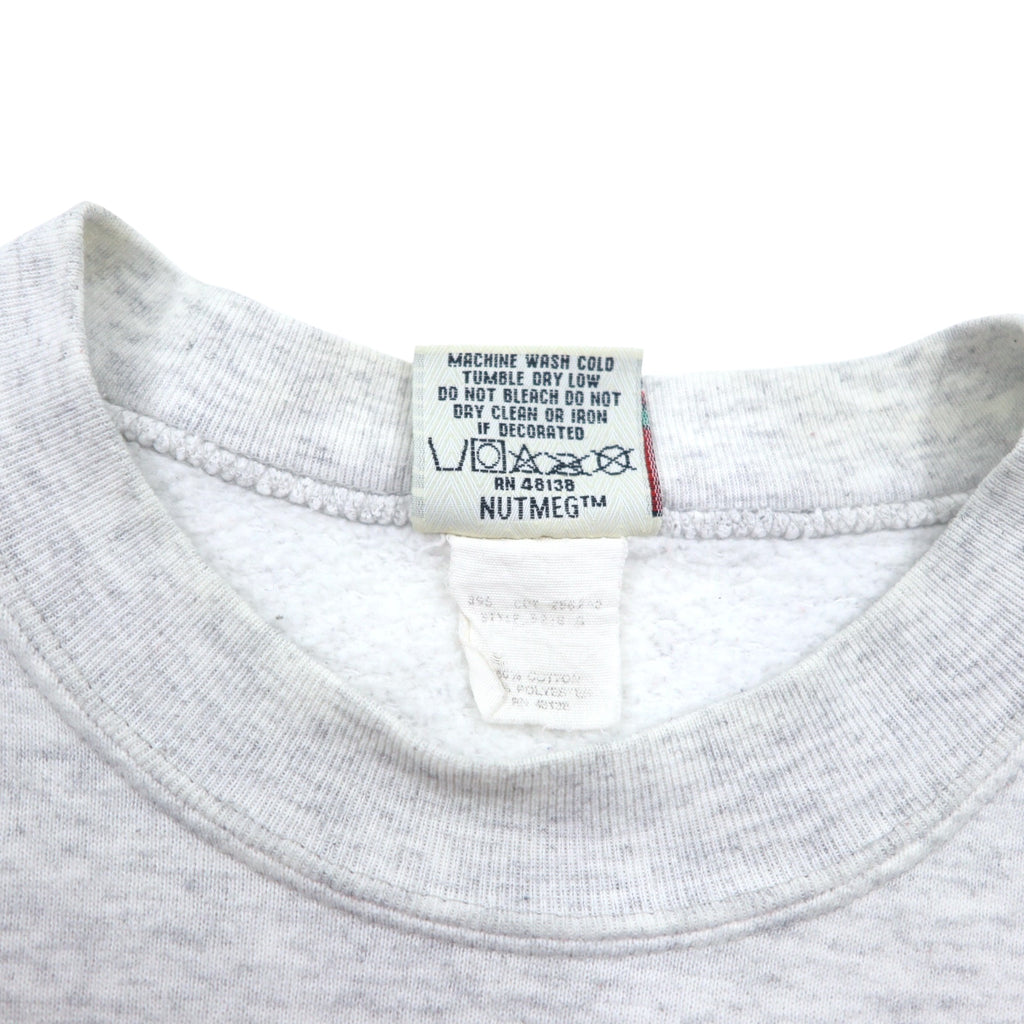 Made in USA 90s NUTMEG Football Print Sweatshirt L Grey Cotton WISCONSIN ROSE BOWL
