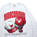 Made in USA 90s NUTMEG Football Print Sweatshirt L Grey Cotton WISCONSIN ROSE BOWL