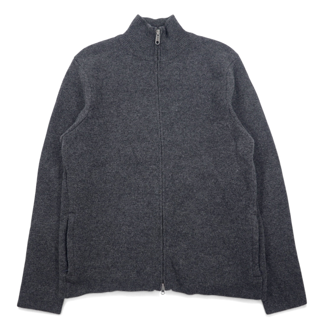 日本然リトテ-古着オンライン-J.CREW ドライバーズニット フルジップ ジャケット L グレー ウール 羊毛 ダブルジップ-J.CREW Driver's Knit Full Zip Jacket L Gray Wool Double Zip