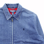 Polo Ralph Lauren 90s Denim Swing Top Harrington Jacket, Medium, Indigo Flannel Lining, Small Pony Embroidery Chin Strap